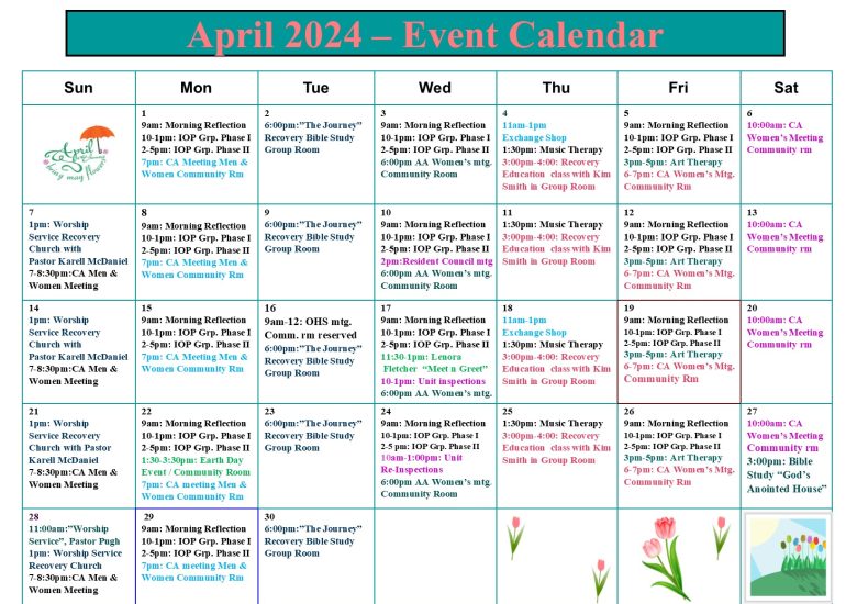 April Events Calendar