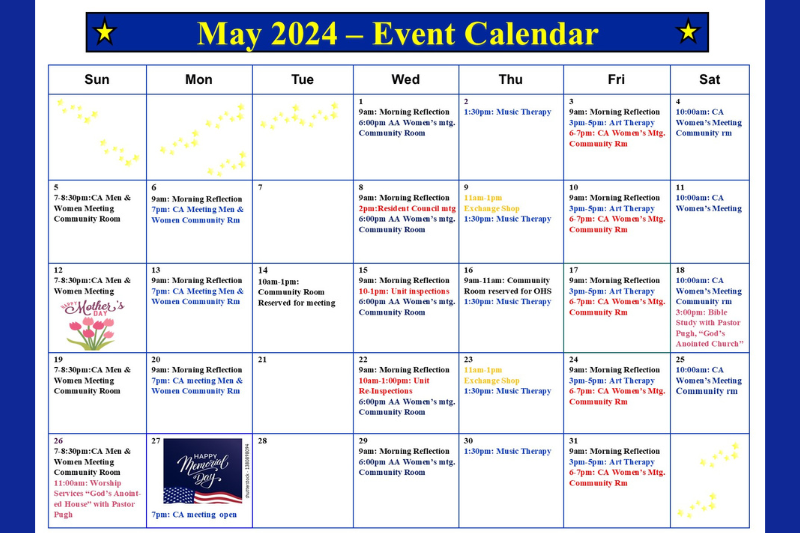 May Events Calendar