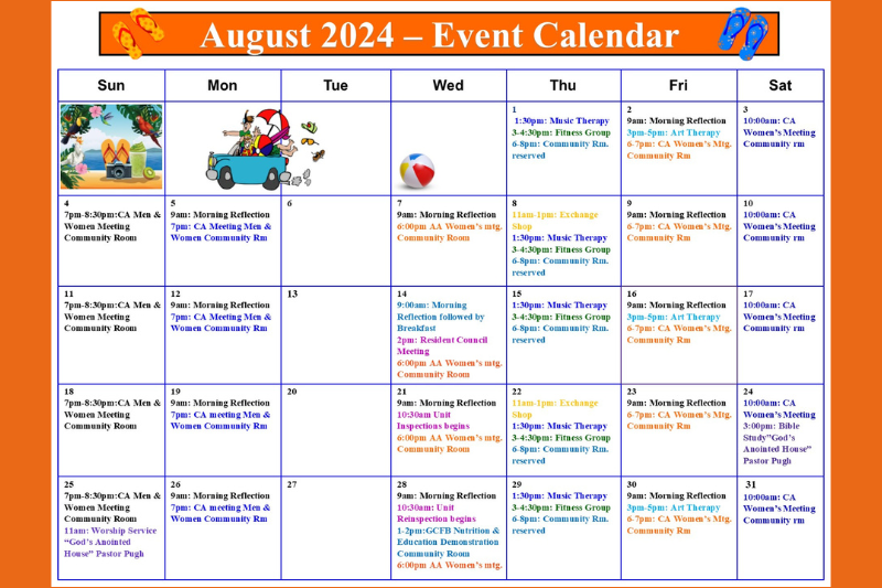 August Event Calendar