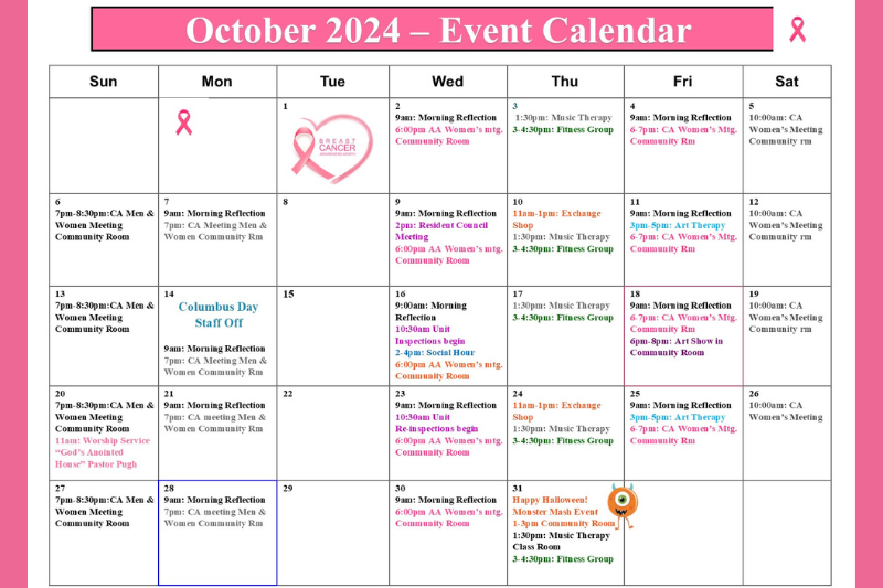 October Event Calendar