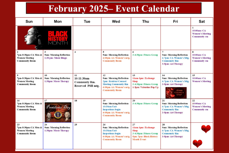 February Event Calendar