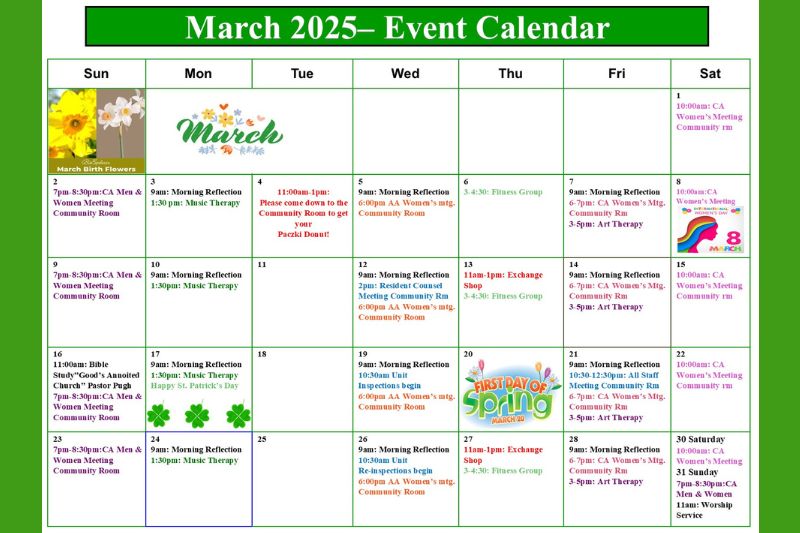 March Event Calendar